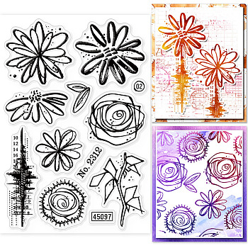 Custom PVC Plastic Clear Stamps, for DIY Scrapbooking, Photo Album Decorative, Cards Making, Flower, 160x110x3mm