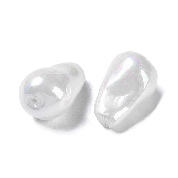 Glass Imitation Baroque Pearl with Irregular Shapes, Seashell Color, 19.5x12x12mm, Hole: 1mm