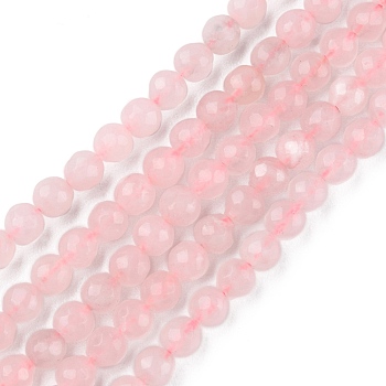 Natural Rose Quartz Beads Strands, Faceted, Round, 4mm, Hole: 0.8mm, about 87pcs/strand, 14.96~15.12 inch(38~38.4cm)