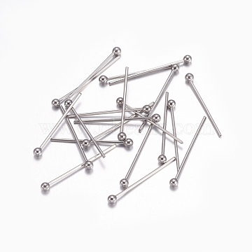 304 Stainless Steel Ball Head Pins, Stainless Steel Color, 18x0.6mm, 23 Gauge, Head: 1.8mm(STAS-O105-04-0.6x18mm)