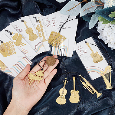 12Pcs 6 Styles Brass Bookmarks with Tassel(OFST-CP0001-04)-3