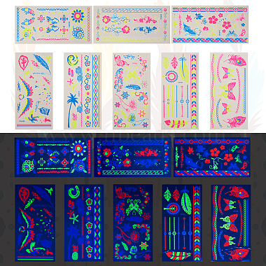 8 Sheets 8 Style Creative Fluorescent Arm Removable Temporary Tattoos Paper Stickers(STIC-TA0002-02)-3