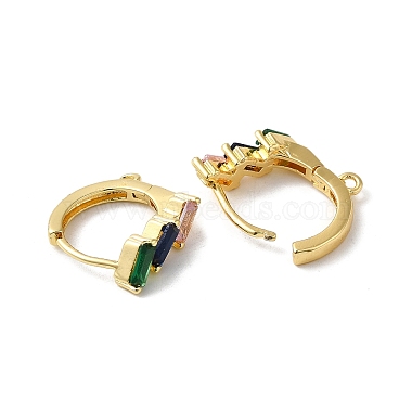Rack Plating Brass Micro Pave Colorful Cubic Zirconia Hoop Earrings Finding(KK-E084-62G)-2