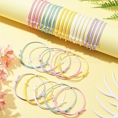 30Pcs 5 Color Adjustable Waxed Polyester Braided Cord Bracelets(BJEW-FZ00016)-8