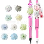 10Pcs 10 Colors Resin Beads, Round with Flower, with Polymer Clay & Rhinestone, Mixed Color, 22~26mm, Hole: 2~2.5mm, 1pc/color(RESI-FS0002-24A)