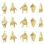 30Pcs 5 Styles Alloy Rhinestone Pendants, Alloy  Pendants, Mixed Shapes, Golden, 25~29x7~18x2~4.5mm, Hole: 1.4~2mm, 6pcs/style(FIND-CJ0002-42)