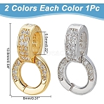 2Pcs 2 Colors Rack Plating 925 Sterling Silver Micro Pave Clear Cubic Zirconia Enhancer Shortener Bails, Hinged Pendant Bails, with S925 Stamp, Mixed Color, 13.8x8mm, Hole: 5.5mm(FIND-PH0022-33)