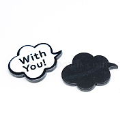 Plastic Cabochons, Cloud with Word, White, 18x24x2mm(KY-Q001-089B)