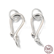 925 Sterling Silver S Shape Clasps, S-Hook, Silver, 15x8mm, Hole: 4~4.5mm(STER-A009-17)