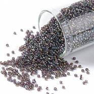 TOHO Round Seed Beads, Japanese Seed Beads, (166C) Transparent AB Amethyst, 15/0, 1.5mm, Hole: 0.7mm, about 3000pcs/bottle, 10g/bottle(SEED-JPTR15-0166C)