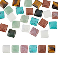 24Pcs 6 Styles Natural & Synthetic Mixed Gemstone Cabochons, Square, Mixed Dyed and Undyed, 16x16x6mm, 4pcs/style(G-AR0005-68)