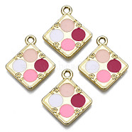 Rack Plating Alloy Enamel Pendants, Cadmium Free & Nickel Free & Lead Free, Rhombus 4-Color Eyeshadow Palette, Colorful, 24x20.5x2mm, Hole: 1.8mm, Side Length: 15.5mm(ENAM-T011-124)