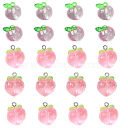 6Pcs 3 Styles Transparent Resin Fruit Pendants, 3D Peach Charms, Mixed Color, 17.5~20.3x15~17x12.5~14mm, Hole: 1.8~2mm, 2pcs/style(FIND-YW0005-65)