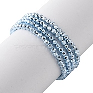 Electroplate Beads Strands, Faceted, Round, Blue Plated, 2x2mm, Hole: 0.5mm, about 186~209pcs/strand, 13.78~16.14''(35~41cm)(EGLA-H104-01E)