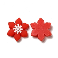 Christmas Opaque Resin Cabochons, Snowflake, Red, 22x20x5mm(CRES-B011-02D)
