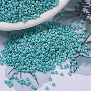 MIYUKI Delica Beads, Cylinder, Japanese Seed Beads, 11/0, (DB0878) Matte Opaque Turquoise Green AB, 1.3x1.6mm, Hole: 0.8mm, about 2000pcs/10g(X-SEED-J020-DB0878)