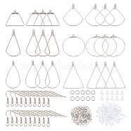 DIY Wire Wrap Drop Earring Making Kit, Including 304 Stainless Steel Earring Hooks & Wire Pendants, Plastic Ear Nuts, Stainless Steel Color, 268pcs/box(DIY-UN0002-96)