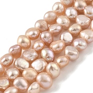 Natural Cultured Freshwater Pearl Beads Strands, Two Sides Polished, Grade 5A, Light Salmon, 4~5mm, Hole: 0.5mm, about 39pcs/strand, 7.09''(18cm)(PEAR-A006-03F)