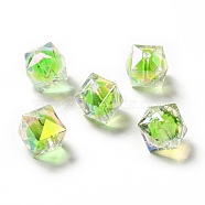 Two Tone UV Plating Rainbow Iridescent Acrylic Beads, Polygon, Lime Green, 15.5x16x16mm, Hole: 2.7~2.8mm(TACR-D010-02D)