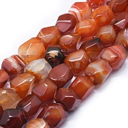 Natural Banded Agate/Striped Agate Beads Strands, Dyed & Heated, Nuggets, 16~20x14~18mm, Hole: 2~2.5mm, about 22~23pcs/strand, 14.5 inch~15.7 inch(37~40cm)(G-I245-33)