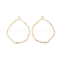 Brass Open Back Bezel, Nickel Free, Teardrop, for DIY UV Resin, Epoxy Resin, Pressed Jewelry Making, Real 18K Gold Plated, 37x28.5x1.5mm, Hole: 1.8mm(KK-O144-03G)