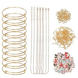 DIY Jewelry Set, with Alloy Enamel Charms, Iron Bangle Making & Cable Chains Necklace Makings & Earring Hooks, Golden(DIY-CA0001-05)