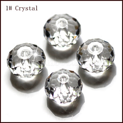 Imitation Austrian Crystal Beads, Grade AAA, Faceted, Rondelle, Clear, 6x4mm, Hole: 0.7~0.9mm(SWAR-F068-4x6mm-01)