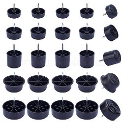25Pcs 5 Style Plastic Furniture Glide, Iron Nail-on Slider Pad Floor Protector for Round Wooden Leg Feet of Chair Table Sofa, Black, 29.5~53.5x30~50.5mm, 5pcs/style(AJEW-GF0006-12)