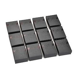Rectangle Paper Jewelry Boxes Set, with Sponge Inside, Snap Cover with Bowknot Pattern, for Necklaces, Rings and Earrings, Black, 8.95x6.85x3.1cm, 12pcs/set(CON-D008-01C)
