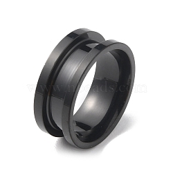 Titanium Steel Grooved Finger Ring, Electrophoresis Black, Inner Diameter: 16mm(RJEW-WH0004-32A-EB)