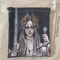 Tarot Card Storage Bag, Cloth Tarot Drawstring Bags, Rectangle with Woman Pattern, Prussian Blue, 18x13cm(WICR-PW0001-08-28)
