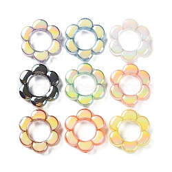 Transparent Acrylic with Enamel Beads, Flower, Mixed Color, 35x32x9mm, Hole: 3mm(MACR-D029-03)