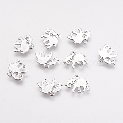 Brass Charms, Real Platinum Plated, Elephant, 10x12x1mm, Hole: 1mm(KK-F731-38P)