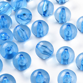 Transparent Acrylic Beads, Round, Dodger Blue, 16x15mm, Hole: 2.8mm, about 220pcs/500g