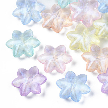 Transparent Acrylic Beads, with Glitter Powder, Star, Mixed Color, 15x16.5x7mm, Hole: 1.4mm about 657pcs/500g