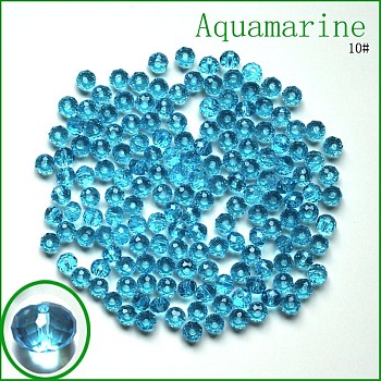 Imitation Austrian Crystal Beads, Grade AAA, Faceted, Rondelle, Deep Sky Blue, 4x3mm, Hole: 0.7~0.9mm