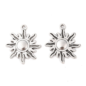 Tibetan Style Alloy Sun Pendants, Solar Eclipse Pendants, Lead Free & Cadmium Free, Antique Silver, 28.5x23x2mm, Hole: 2mm, about 320pcs/500g