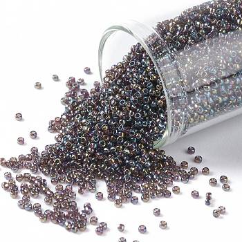 TOHO Round Seed Beads, Japanese Seed Beads, (166C) Transparent AB Amethyst, 15/0, 1.5mm, Hole: 0.7mm, about 3000pcs/bottle, 10g/bottle