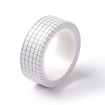 DIY Scrapbook Decorative Paper Tapes, Adhesive Tapes, Grid Pattern, White, 15mm, about 10m/roll
