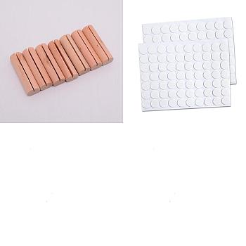 20Pcs Wood Name Card Holder, Business Card Holders, for Wedding, Birthday Party Table Number Sign, with 40Pcs Acrylic Double-sided Adhesive Dots, BurlyWood, Holder: 61x18x16mm, Tape: 10x1mm