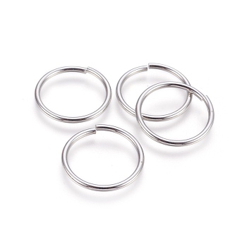 304 Stainless Steel Open Jump Rings, Stainless Steel Color, 12 Gauge, 25x2mm, Inner Diameter: 21mm, 120pcs/bag