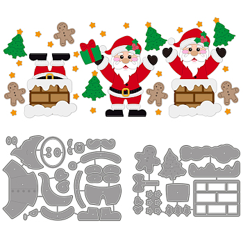 Christmas Theme Carbon Steel Cutting Dies Stencils, for DIY Scrapbooking, Photo Album, Decorative Embossing Paper Card, Stainless Steel Color, Santa Claus, 79~93x117~129x0.8mm, 2pcs/set