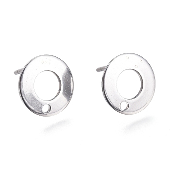 201 Stainless Steel Stud Earring Findings, with 304 Stainless Steel Pins, Ring, Stainless Steel Color, 10.5x1mm, Hole: 1.4mm, Pin: 0.8mm