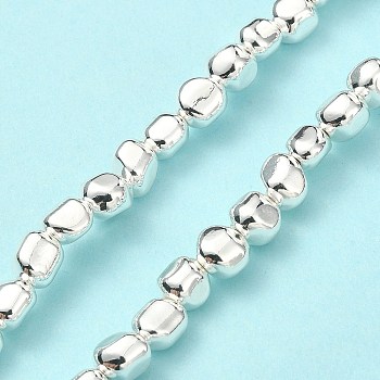 Synthetic Non-magnetic Hematite Beads Strands, Long-Lasting Plated, Oval, Silver Plated, 6~7x6~7x6~7mm, Hole: 0.8~0.9mm, about 64~65pcs/strand, 16.14~16.54 inch(41~42cm)