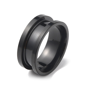 Titanium Steel Grooved Finger Ring, Electrophoresis Black, Inner Diameter: 16mm