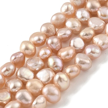 Natural Cultured Freshwater Pearl Beads Strands, Two Sides Polished, Grade 5A, Light Salmon, 4~5mm, Hole: 0.5mm, about 39pcs/strand, 7.09''(18cm)