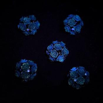 Acrylic Handmade Polymer Clay Rhinestone Beads, Flower, Dark Violet, 20mm, Hole: 1.8mm