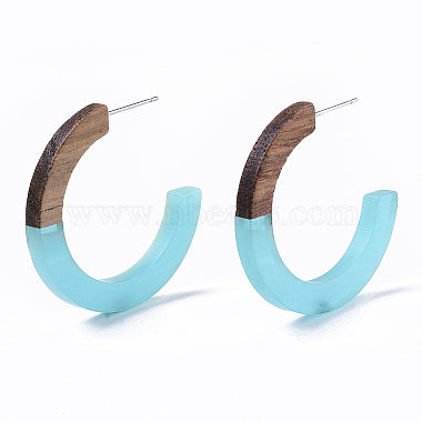 Accessoires de boucles d'oreilles en résine et bois de noyer(X-RESI-R425-01-A01)-3