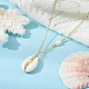 Natural Shell Pendant Necklace with Brass Cable Chains(NJEW-JN04472)-2