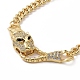 Cubic Zirconia Leopard Link Bracelet Brass Curb Chains for Women(BJEW-G664-01G-04)-2